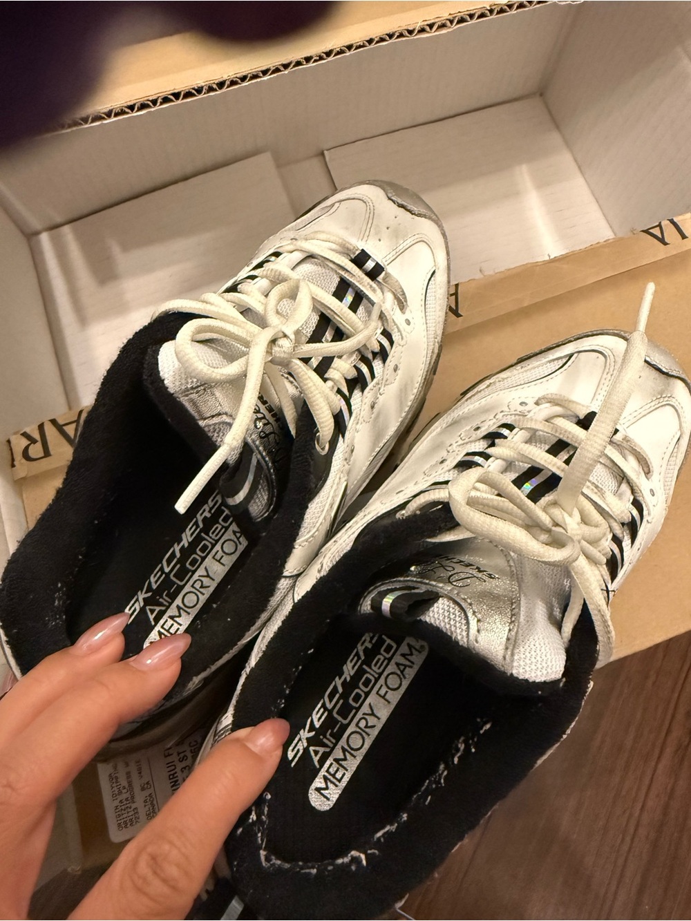 Skechers White and Black Women's Athletic Sneakers with Memory Foam